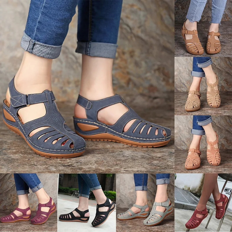 Femei Sandale de Doamnelor Fete Vara omfortable Glezna Gol Rotund Toe Sandale cu Talpă Moale Pantofi 2020 Mari Dimensiuni Sandale Pantofi Imagine 3