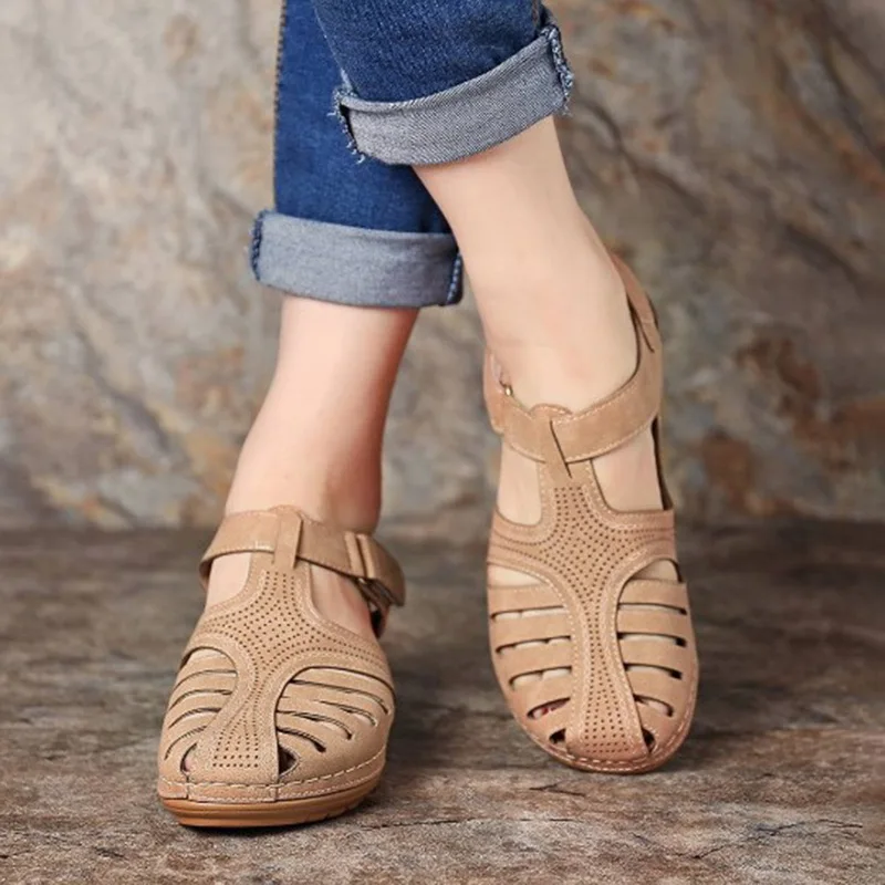 Femei Sandale de Doamnelor Fete Vara omfortable Glezna Gol Rotund Toe Sandale cu Talpă Moale Pantofi 2020 Mari Dimensiuni Sandale Pantofi Imagine 4