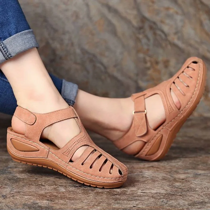 Femei Sandale de Doamnelor Fete Vara omfortable Glezna Gol Rotund Toe Sandale cu Talpă Moale Pantofi 2020 Mari Dimensiuni Sandale Pantofi Imagine 5