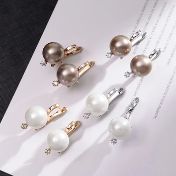 MAIKALE Clasic a Crescut de Aur Ball Cercei cu Perle Zirconia de Culoare Argintiu Perla Cercei Stud pentru Femei Bijuterii Accesorii Cadou