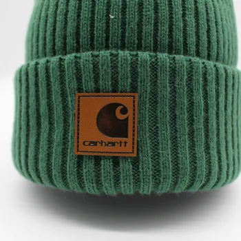 Versatil, cu Dungi din Piele Eticheta Lână Pălărie Bărbați și Femei de Brand de Moda Pălărie Tricotate Toamna și Iarna Cald Pălărie de Schi Pulover Pălărie
