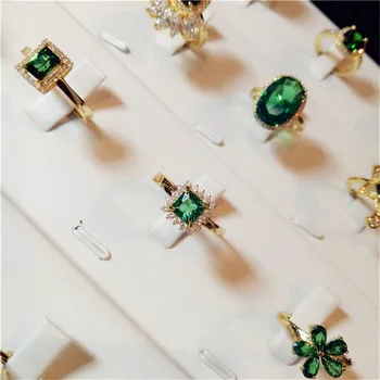 Vintage Smarald Inele Pentru Femei S925 Argint 18K Aur Verde Cubic Zirconia Inel Deschis Simplu Temperament Bijuterii Fine